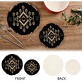 thumbnail image 4 of Pot Holders Trivets Set Cotton Potholders Set, Set of 2, Black Ethic Ikat Pattern Hot Pot Trivets One 9.45 Inch and One 7 Inch for Kitchen Pans Bowl Teapot, 4 of 7