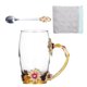 thumbnail image 1 of Yuarrent 350ml esmalte azul rosa flor taza de café de cristal 320ml Margarita leche té copas de vino whisky cóctel regalo chupito taza con cuchara Teteras Crisantemo Marrón 350ML Yuarrent HA005099-08B, 1 of 6