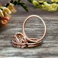 thumbnail image 4 of Art Deco 3.05 Carat 7mm Cushion Cut Morganite Wedding Ring Set On 10k Rose Gold Engagement Ring Matching Wedding Band Imaginative Gift, 4 of 4