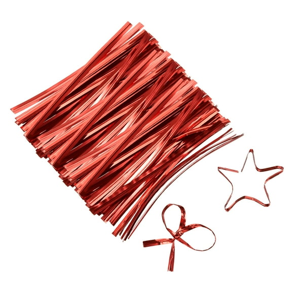 2.3" Twist Ties, Metallic Twist Ties, Reusable Plastic Coated Twist Ties, Pack of 800, Red