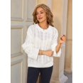 thumbnail image 4 of Womens Sweaters Knit Crew Neck Casual Long Sleeve Fall Tunic Sweater Tops White S, 4 of 8