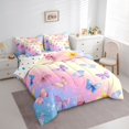 thumbnail image 3 of jejeloiu Kawaii Flying Butterfly 7-Piece Bedding Comforter Set,Watercolor Ombre Effects King Bedding Sets,Colorful Gradient Butterflies Bed Sheets For Girls,Microfiber Bedroom Decor Reversible, 3 of 8