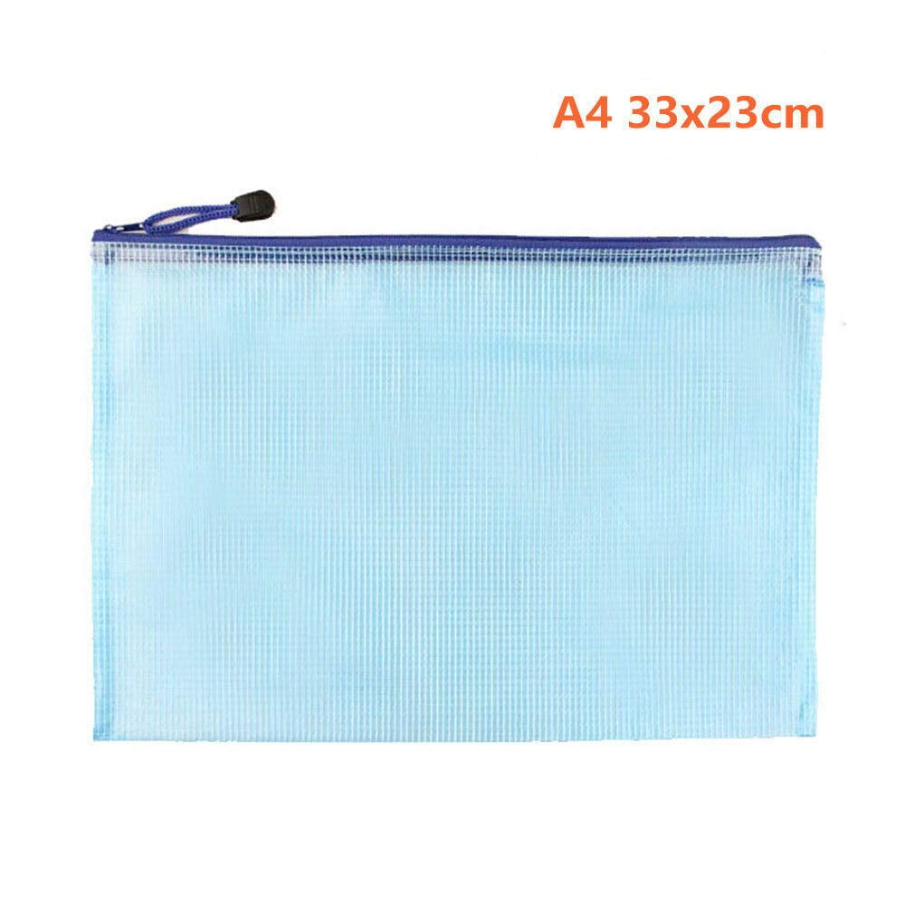 Plastic Clear Zippy Bag Document Storage Folder Wallet Blue A4 