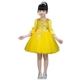 thumbnail image 2 of hengsof Girls Sparkle Mesh Tutu Dress, Long Sleeve Round Neck Party Gown with Sequins, Puffy Skirt Dance Recital Dress for Kids, Size 3-15 Years, 2 of 3