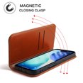 thumbnail image 3 of Genuine Leather Wallet Case for iPhone Air with Shockproof TPU Interior Case, Classic Credit Card Holder Kickstand Flip Folio Book Full Body Protection Cover for iPhone Air, Brown, 3 of 8