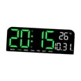 thumbnail image 3 of Reloj de pared digital grande, reloj de pared grande moderno con fecha, temperatura y temporizador para sala de estudio, hogar, tienda, dormitorio, Verde, 3 of 8