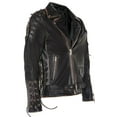 thumbnail image 3 of Mens Vintage Brando Leather Biker Jacket-Sandwich in Vintage Black, 3 of 4