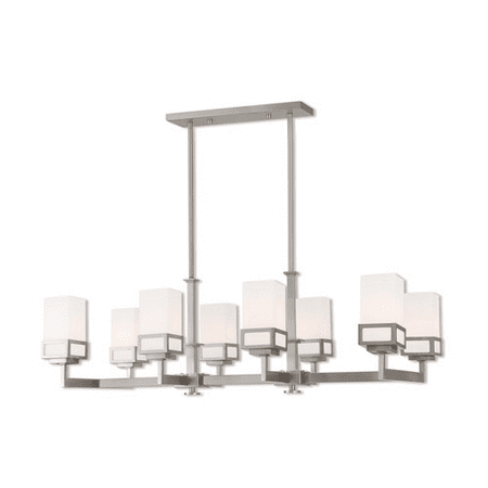 

World of Crystal Chennai Island Lighting 18in Brushed Nickel Steel 8-light