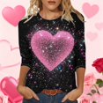 thumbnail image 3 of YUEHUA Cotton Tops for Women Trendy Lightweight O Neck Valentine's Day Candy Couple Love Heart Shirts Casual Valentines Short Sleeve Gift Tee Tops, 3 of 5