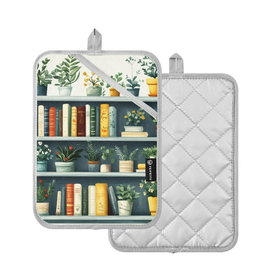 Yayeee Pot Holders Kitchen Heat Resistant with Pocket 7"x9.8" Cotton Oven Cooking Hot Pads, White Shelf
