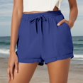 thumbnail image 4 of 2025 Shorts pour Femmes Shorts de Course Décontractés Unis Shorts à Cordon de Serrage avec Poches Shorts de Plage Tissés Simples Shorts à Manches Courtes pour Femmes, 4 of 7