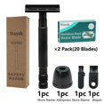 thumbnail image 4 of Waysh Black All-in-One Safety Razor Set with Base & Blades, 4 of 8