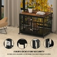 thumbnail image 5 of Heavy Duty Dog Crate, 42 Inch Dog Crate Furniture for Medium Large Dogs, Wooden Thickened Dog Cage Kennel Decorative Pet House Indoor with Removable Trays  and Lockable Wheels, 5 of 8
