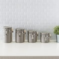 thumbnail image 4 of 4 PC Ceramic Canister Set with Air-Tight Clamp Top Lid & Wooden Spoons Kitchen Counter Top Organizer, Coffee, Sugar Storage, Jars - Grey, 4 of 4