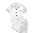 thumbnail image 1 of Ensemble de Pyjama 2 Pcs en Satin pour Femmes, Bouton avant, Manches Courtes, 1 of 6