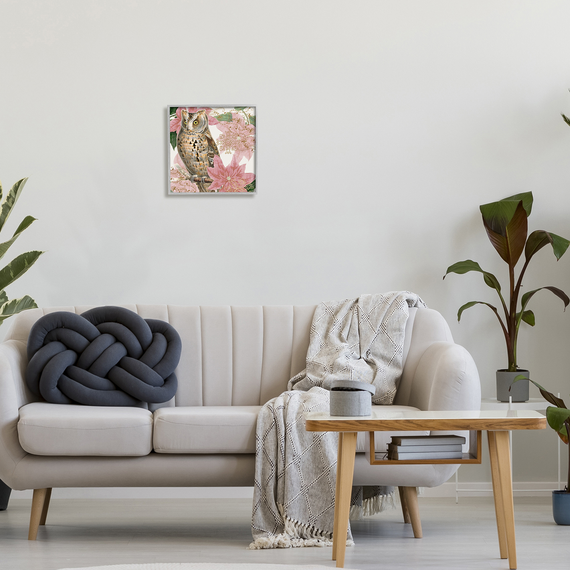 Stupell Industries Elegant Resting Silver Owl Geometric Snowflake Vintage Collage,12 x 12, Design by Daphne Polselli