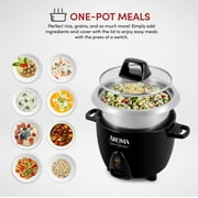Aroma Select Stainless 6-Cup Electric Rice Cooker, Black