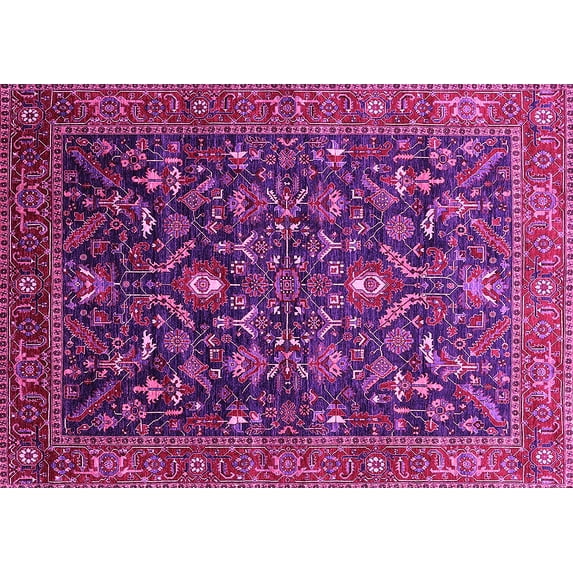 Ahgly Company Indoor Rectangle Oriental Pink Industrial Area Rugs, 5' x 8'
