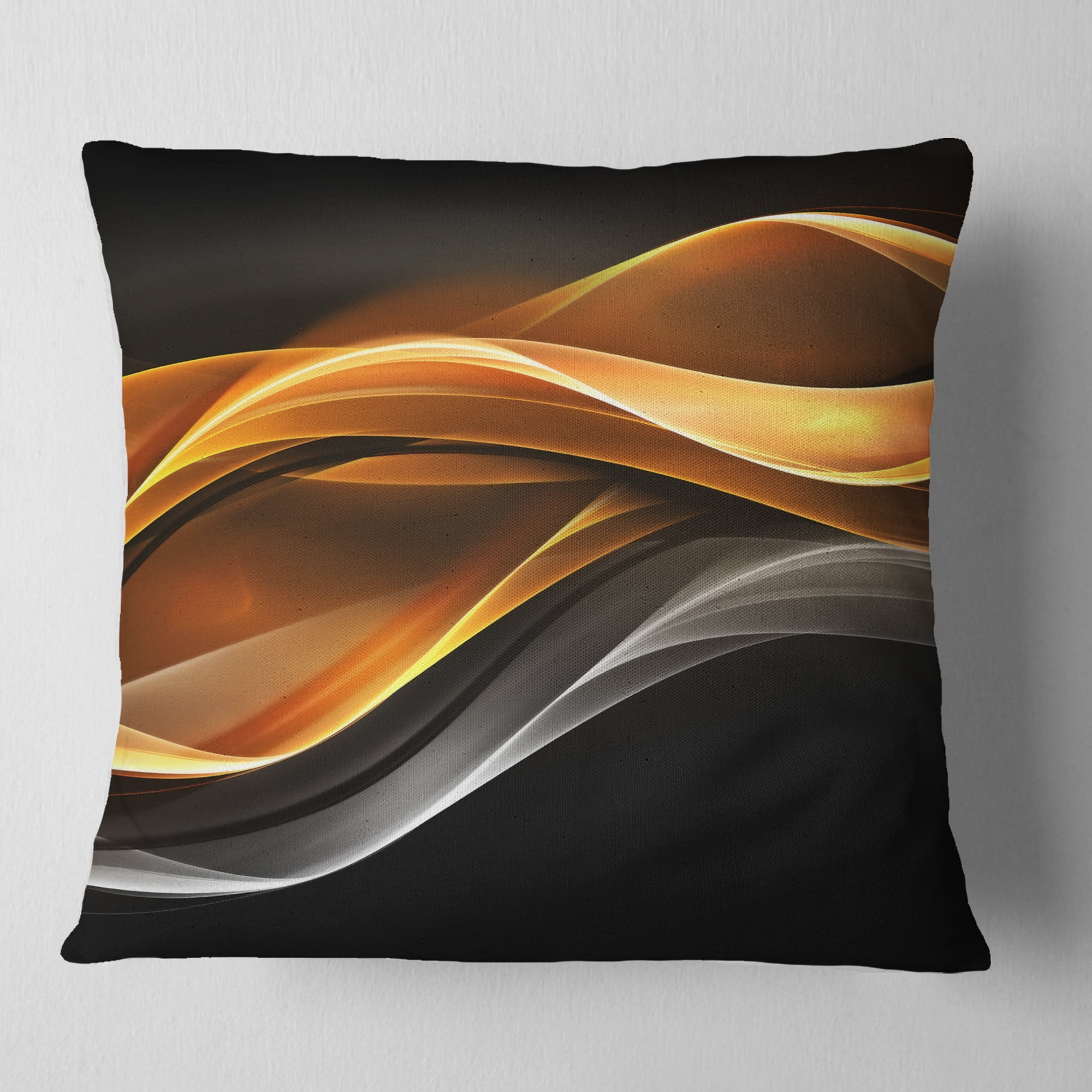 Designart Gold Silver Inward Lines - Abstract Throw Pillow - 18x18