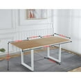 thumbnail image 5 of GZXS 55-70 Inch Expandable Dining Table, Modern Industrial Space-Saving Kitchen Table with Metal Legs & MDF Top, for Dining Room or Living Room (Oak+White), 5 of 7