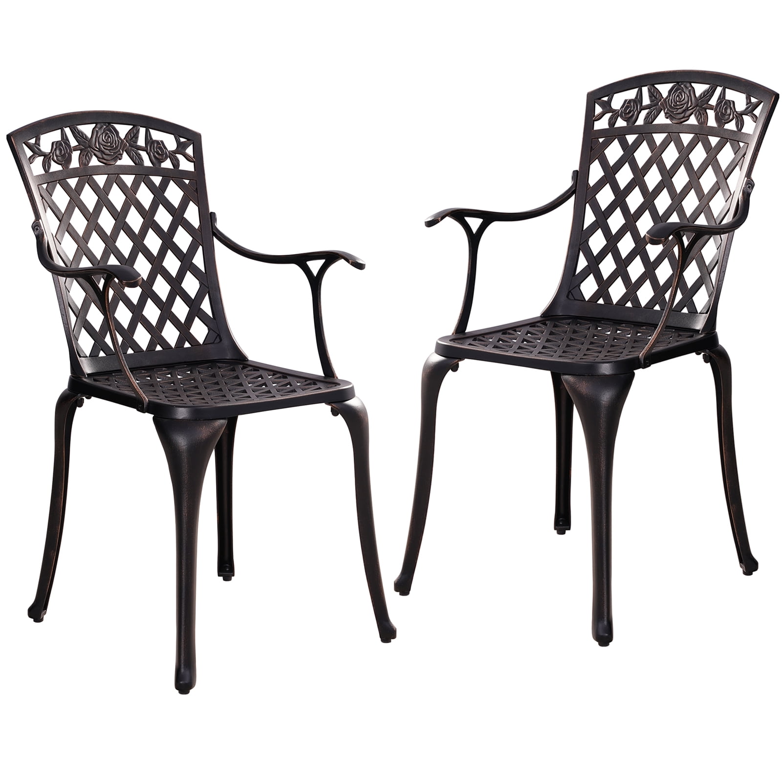 Withniture  Heavy-Duty Outdoor Dining Chairs Set of 2, Metal Patio Dining Chair, Cast Aluminum, Drop Leaf, Weatherproof Patio Furniture - Antique