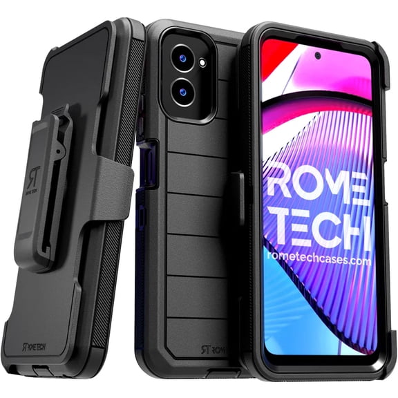Motorola Moto G Power 5G (2024) Shockproof Case with Holster, Kickstand, and Dual-Layer Protection (Black)