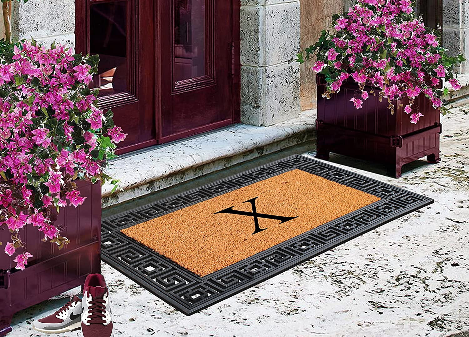 A1HC Natural Rubber & Coir 24x36 Monogrammed Doormat For Front Door, Anti-Shed Treated Durable Doormat for Outdoor Entrance, Heavy Duty, Low Profile, Easy to Clean, Long Lasting Front Porch Entry Rug