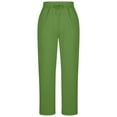 thumbnail image 4 of XAOFW Women's Pants Solid Color Drawstring Large Sized Pockets Loose Fit Trouser Baggy Straight Leg Pant Soft Breathable Casual Daily Wear Sweatpants, 4 of 5