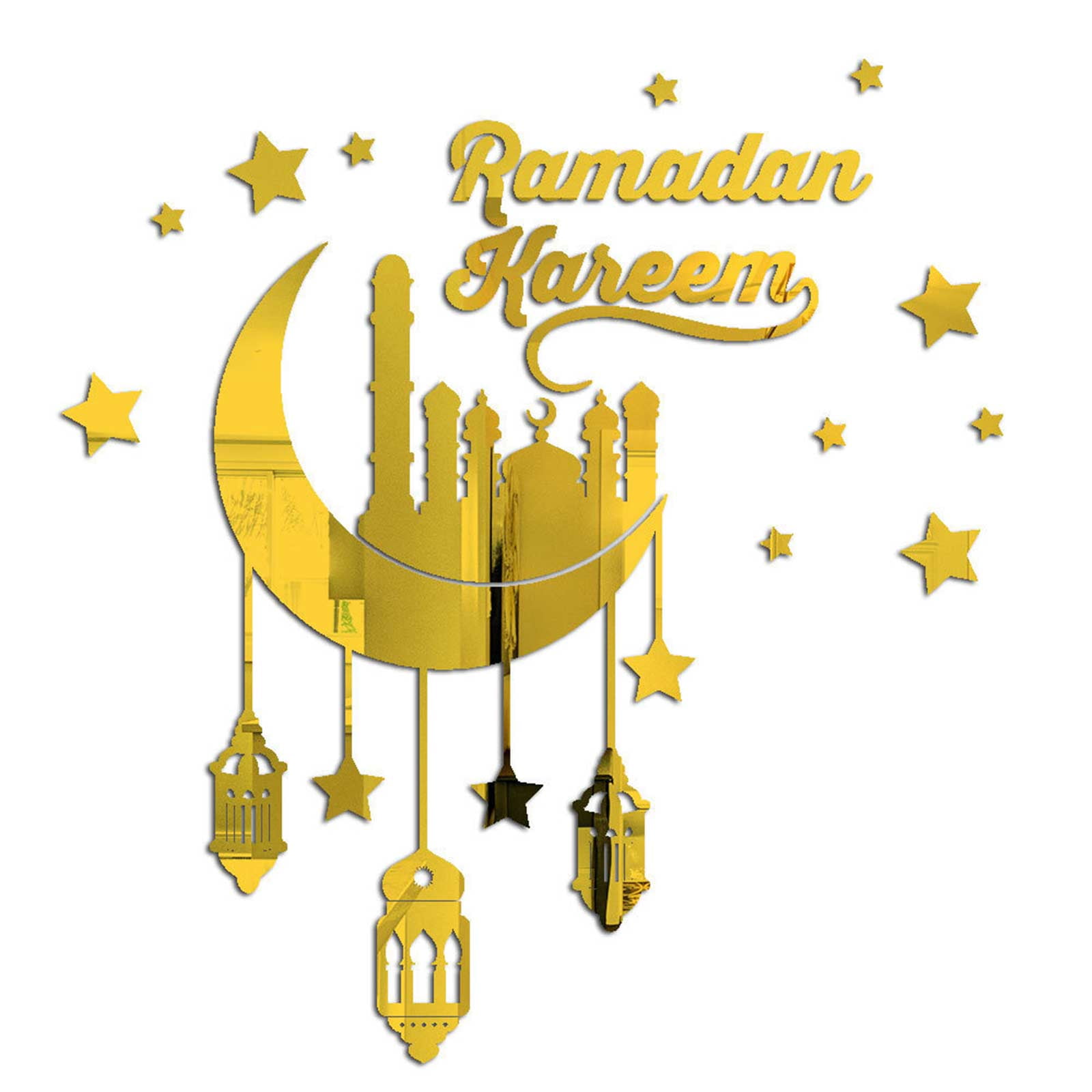 CreativeArrowy Ramadan Kareem Family Wall Decor Letter Signs Acrylic Mirror Wall Stickers Wall Decorations for Living Room Bedroom Home Decor