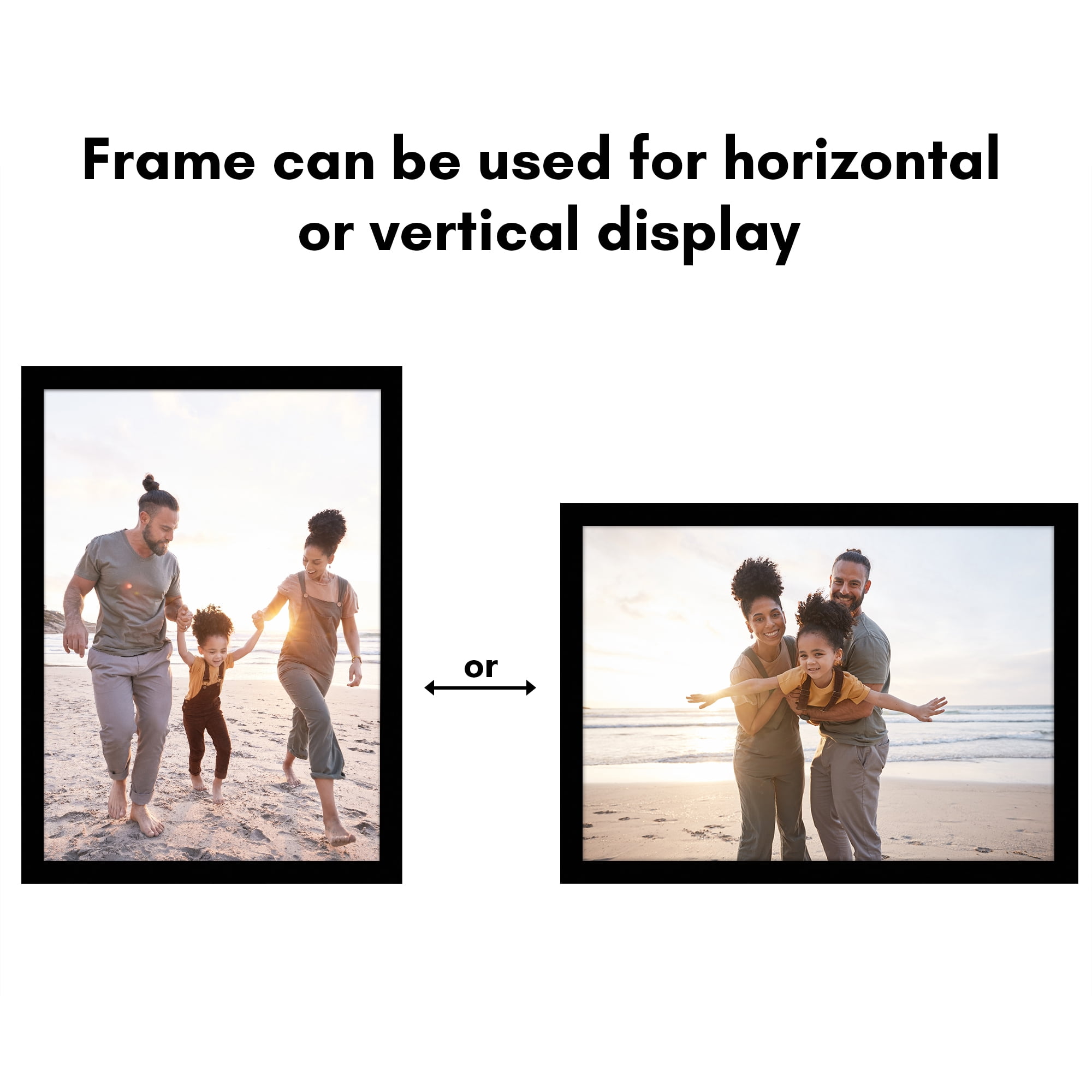 Americanflat 5x7 Picture Frame with Shatter-Resistant Glass Streamline Collection Thin Border Photo - Black