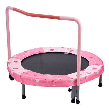 VEVOR 36-Inch Foldable Kids Trampoline, Mini Toddler Trampoline with Safety Handle for Indoor/Outdoor Use