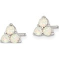 thumbnail image 2 of Sterling Silver Polished Triple White Created Opal Cluster Post Earrings (6.5 X 7.25) Made In China qe16401, 2 of 5