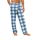 thumbnail image 4 of Zimjoy Mens Pajama Pants Comfy Elastic Waist Plaid Sleep Pant Casual Drawstring Warm Fleece Pajama Pants Soft Loose Sleep Pant Christmas Pajama Bottoms with Pockets, Blue S, 4 of 6