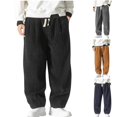 thumbnail image 5 of ZQUUVOU Men's Wide Leg Pants Corduroy Casual Solid Color Pockets Elastic Pants Yellow, 5 of 5