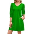 thumbnail image 2 of Fesfesfes Womens Dress Floral Print V Neck Spring Dress Loose Casual Short Sleeve Dress Women Swing Short Dress, 2 of 6