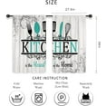thumbnail image 4 of Teal Turquoise Kitchen Curtains Short Small Funny Quotes Farmhouse Wooden Plank Wood Knife and Spoon Rod Pocket Black White Bedroom Living Room Treatment Fabric 2 Panels 27.5Wx39H Inch, 4 of 6