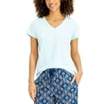 thumbnail image 3 of Charter Club V-neck Pajama Top, Light Blue Solid, Small, 3 of 4