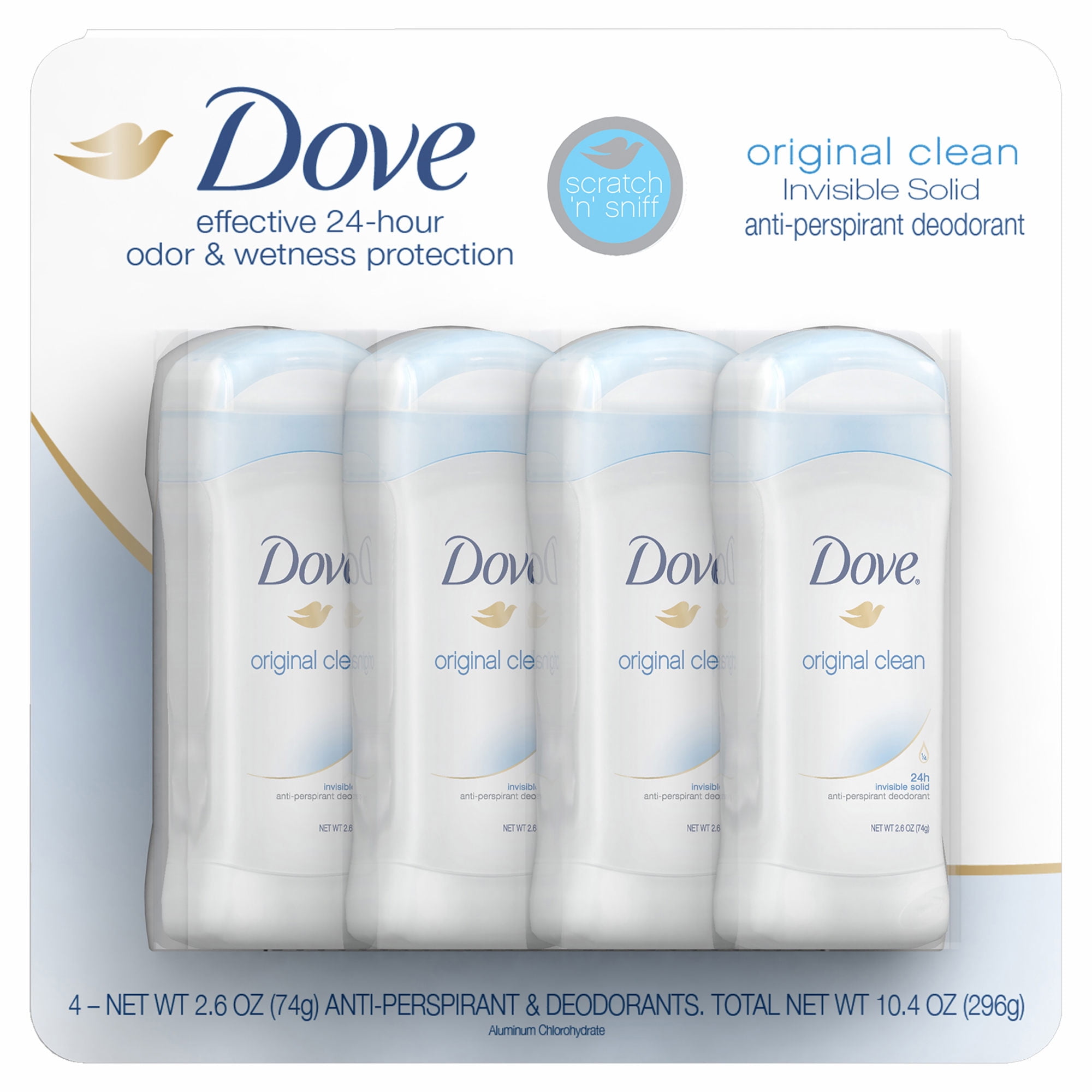 Product of Dove Original Clean Antiperspirant Deodorant, 4 pk./2.6 oz
