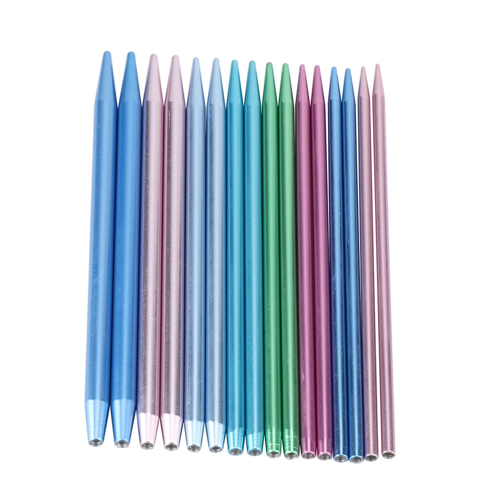 WALFRONT 26PCS Knitting Needles Set Portable Interchangeable Aluminum Circular Knitting Needle Kit