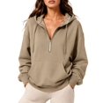 thumbnail image 2 of Women'S Hoodies Fall Fashion Outfits Workout Sweatshirts Y2k Winter Zip Up Jackets Oversized Tops Khaki XXL, 2 of 7
