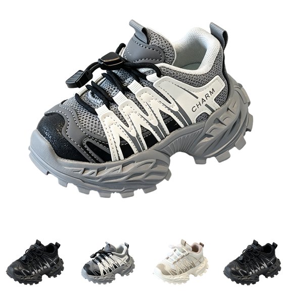 Quick Lace Mesh Platform Sneakers For Kids Boys Girls Breathable Lightweight Footwear For Daily Outdoor Play Brown 27