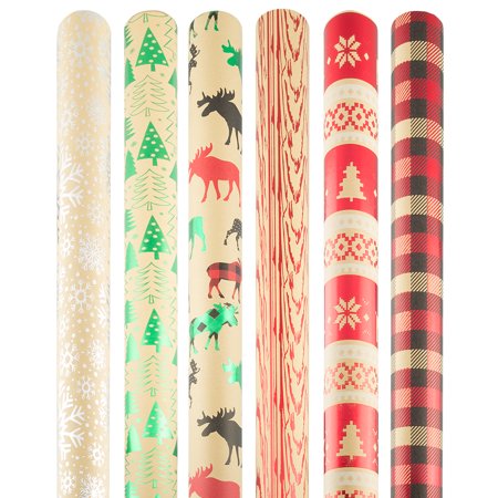 Christmas gift holiday wrapping paper JAM PAPER Assorted Gift Wrap - Christmas Wrapping Paper - 90 Sq Ft
