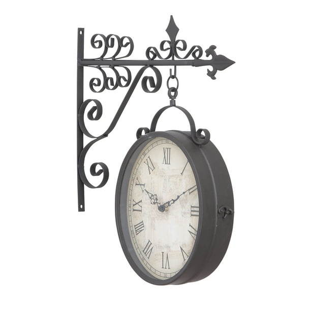 Metal Outdoor Double Clock Very Useful Decor