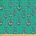 thumbnail image 2 of Ambesonne Anchors Fabric by the Yard Upholstery, Boho Nautical Symbol Print, 2 Yards, Dark Seafoam Cream, 2 of 5