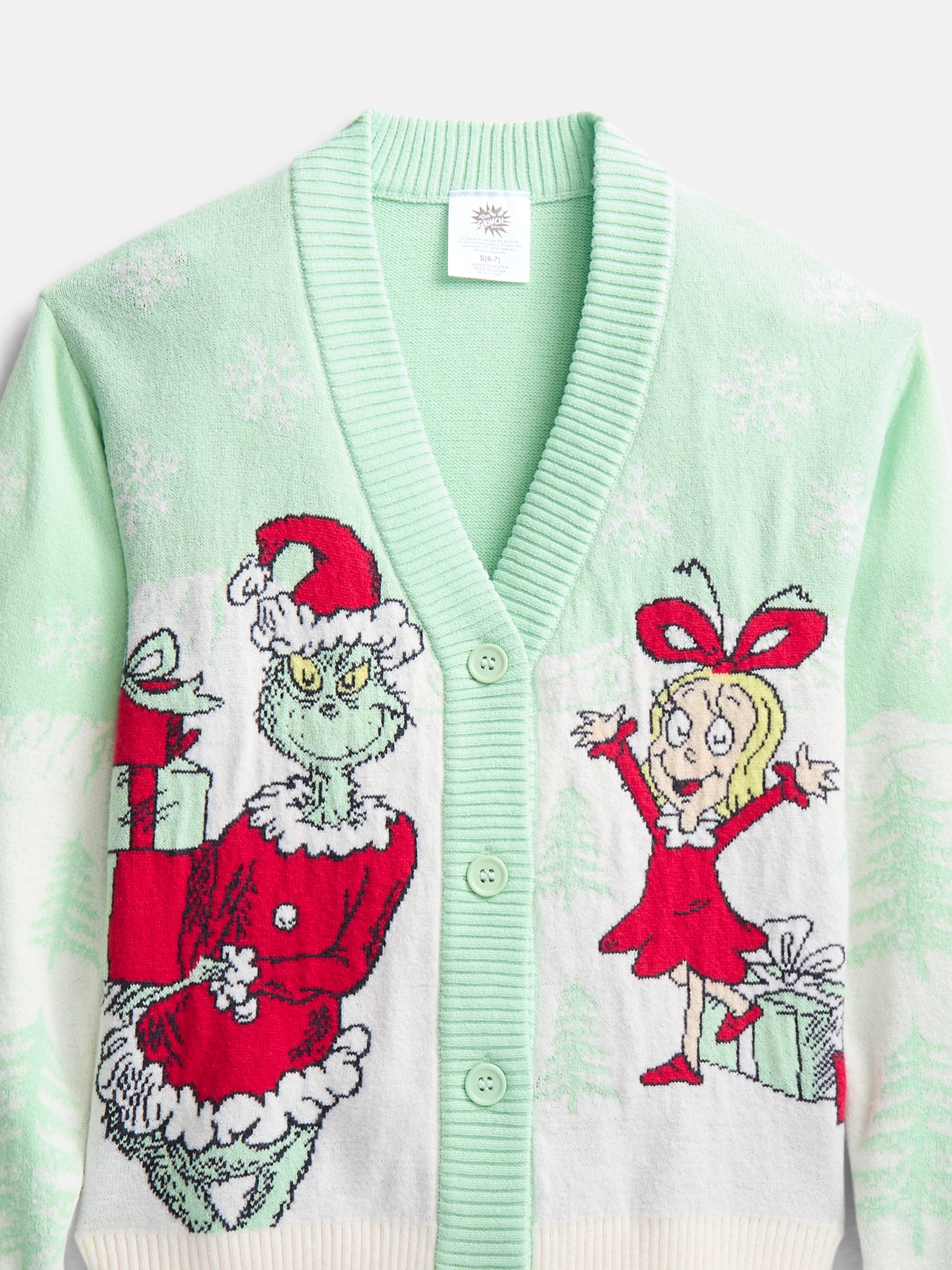 The Grinch Girls Graphic Cardigan with Long Sleeves, Sizes 4-16