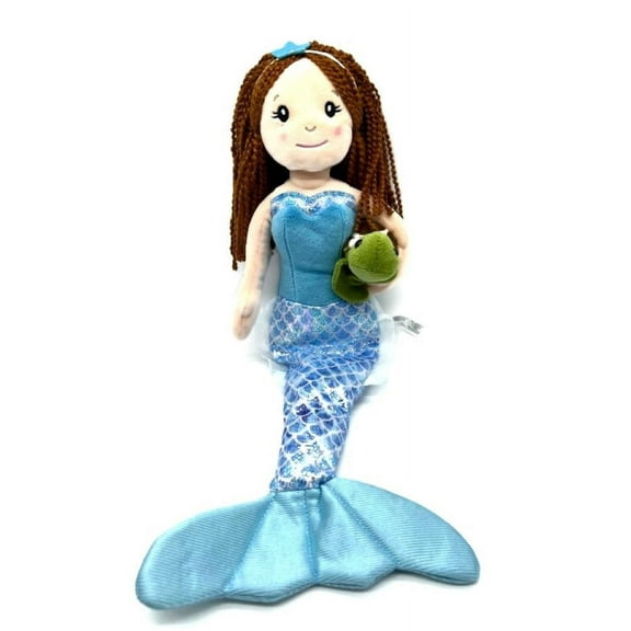 The Petting Zoo Mermaid Doll with Turtle Stuffed Animal- Great Gifts for Girls, Mermaid Plush Doll with Turtle Plush Toy, 17 inch (Red Hair)