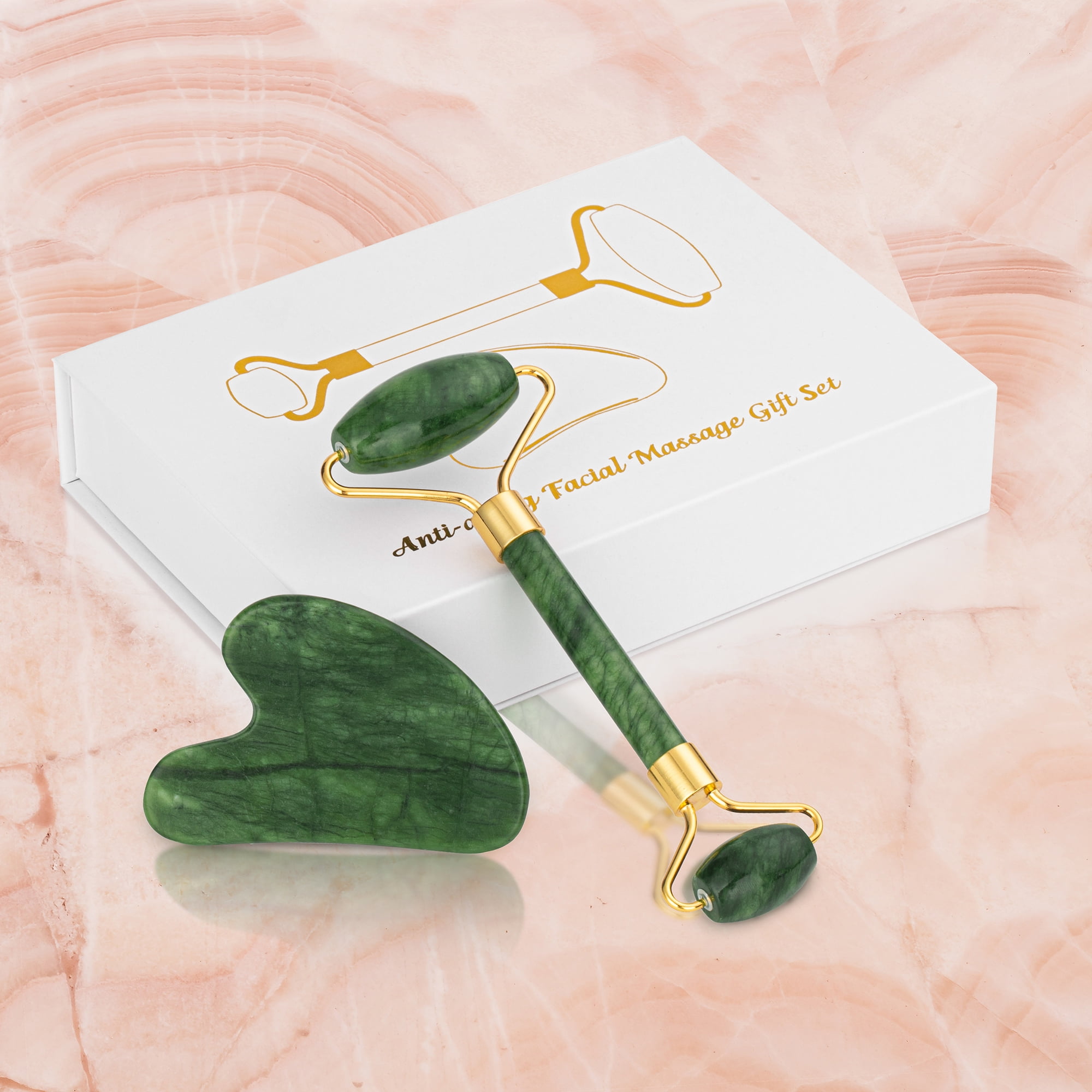 Nysa-9 Jade Roller and Gua Sha Set, Massager Care Skincare Nysa-9 Jade Roller and Gua Sha Set, Massager Care Skincare