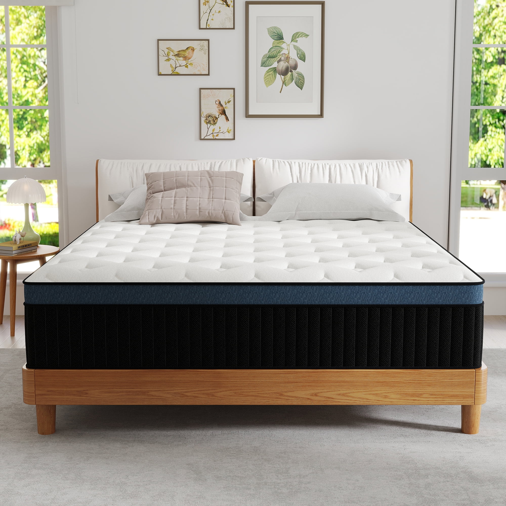 Kviwasha Twin Mattress 14 inch Memory Foam and Spring Hybrid Mattress in a Box Pressure Relief, Breathable