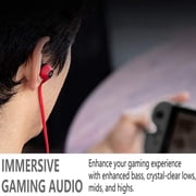 HyperX Cloud Earbuds With 3.5mm Jack, Built-in Mic Gaming Headphones with Mic for Nintendo Switch and Mobile Gaming - Red
