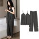 thumbnail image 1 of Fdfklak Sexy Sleepwear Set Women's Summer Pajamas Thin Suspenders V Neck Shirt Pant Suit Small Floral Modal Home Clothes M-3XL, 1 of 3